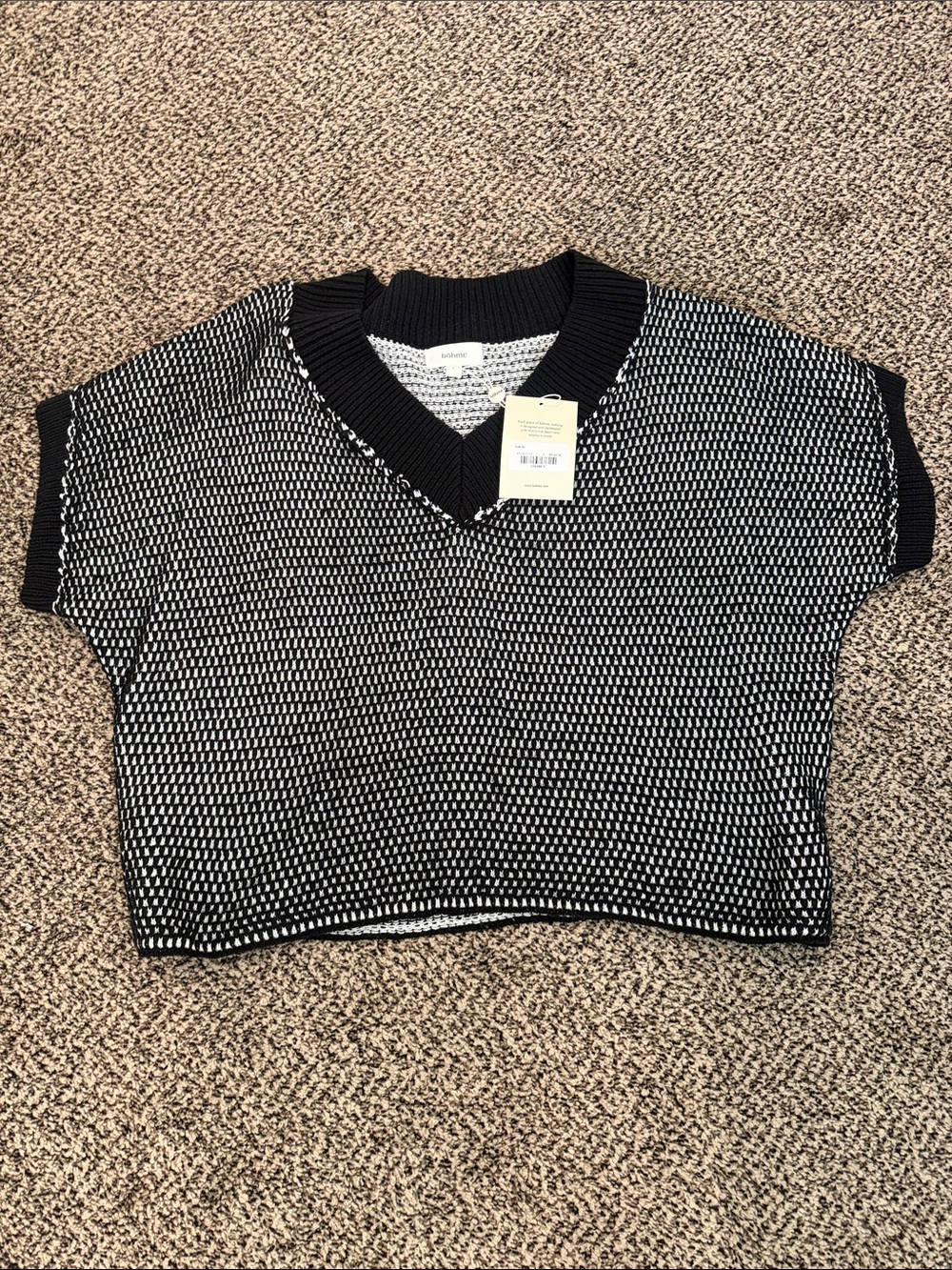 Bohme black and white cropped sweater